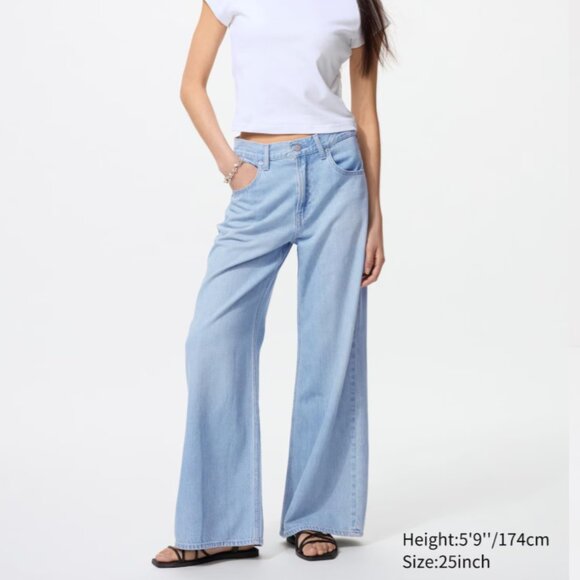 Uniqlo Drapey Wide Flare Jeans 34 inches - Picture 1 of 7